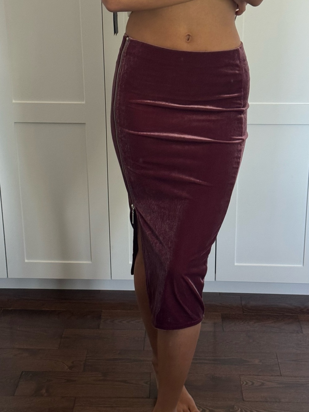 Vintage Guess Velvet Midi Skirt - Women Skirts